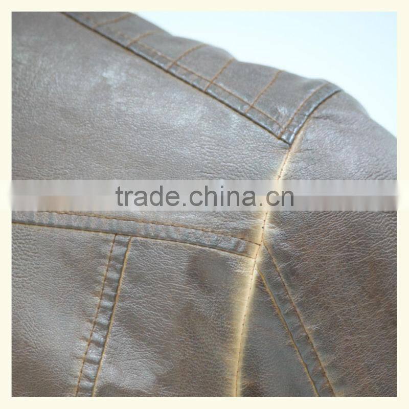 2014 brown PU leater jacket plus size for europe man