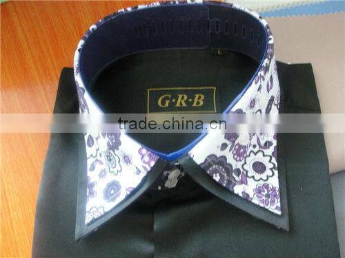 Man fashion black shirts high double collar mens black shirts