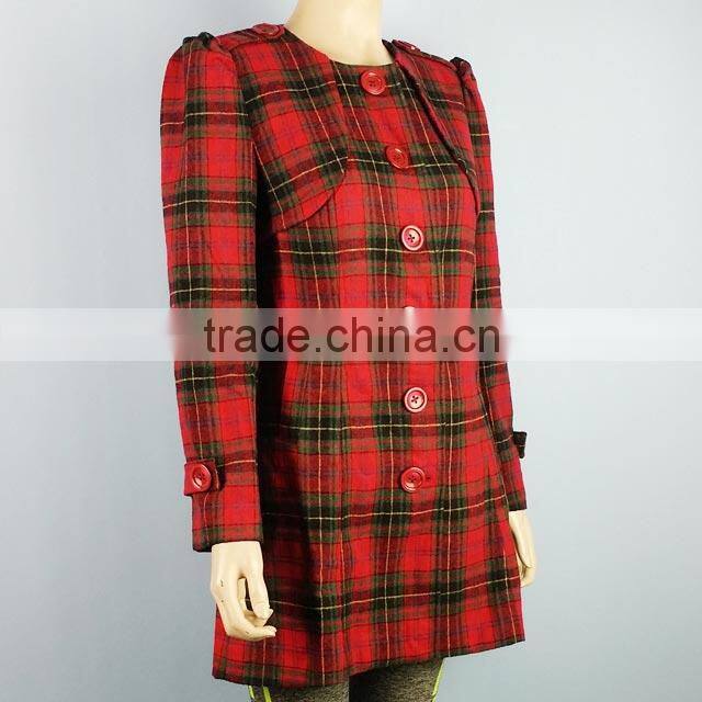 Stock Womens Tweed Blazer Wool Jacket Woollen Coat Six Color Patterns