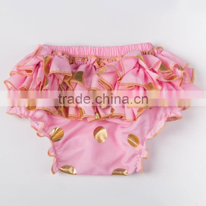 Hot sale Gold polka dot Baby Bloomer baby ruffle bloomers kids shorts