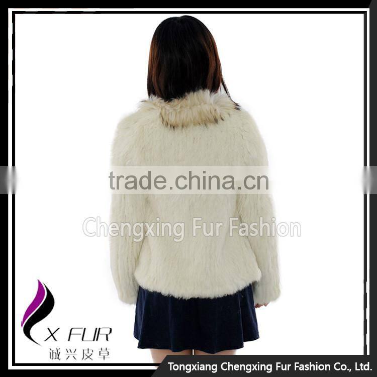 CX-G-A-95C Flower Pattern Genunie Rabbit Fur Jacket