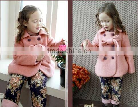 wholessale high quality Korea and japan style baby winter cashmere coat Wool kids clothes