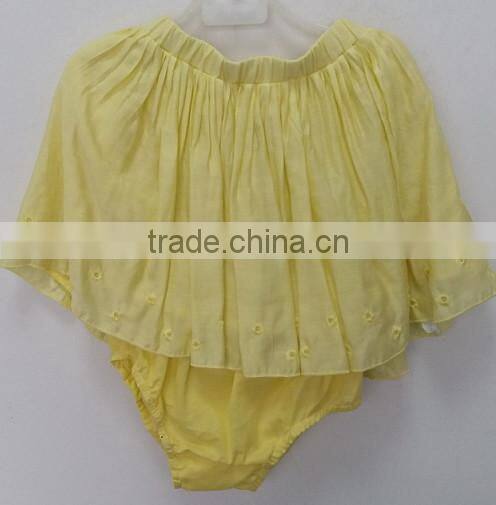 baby girls cute light yellow short dress with underwear for summer