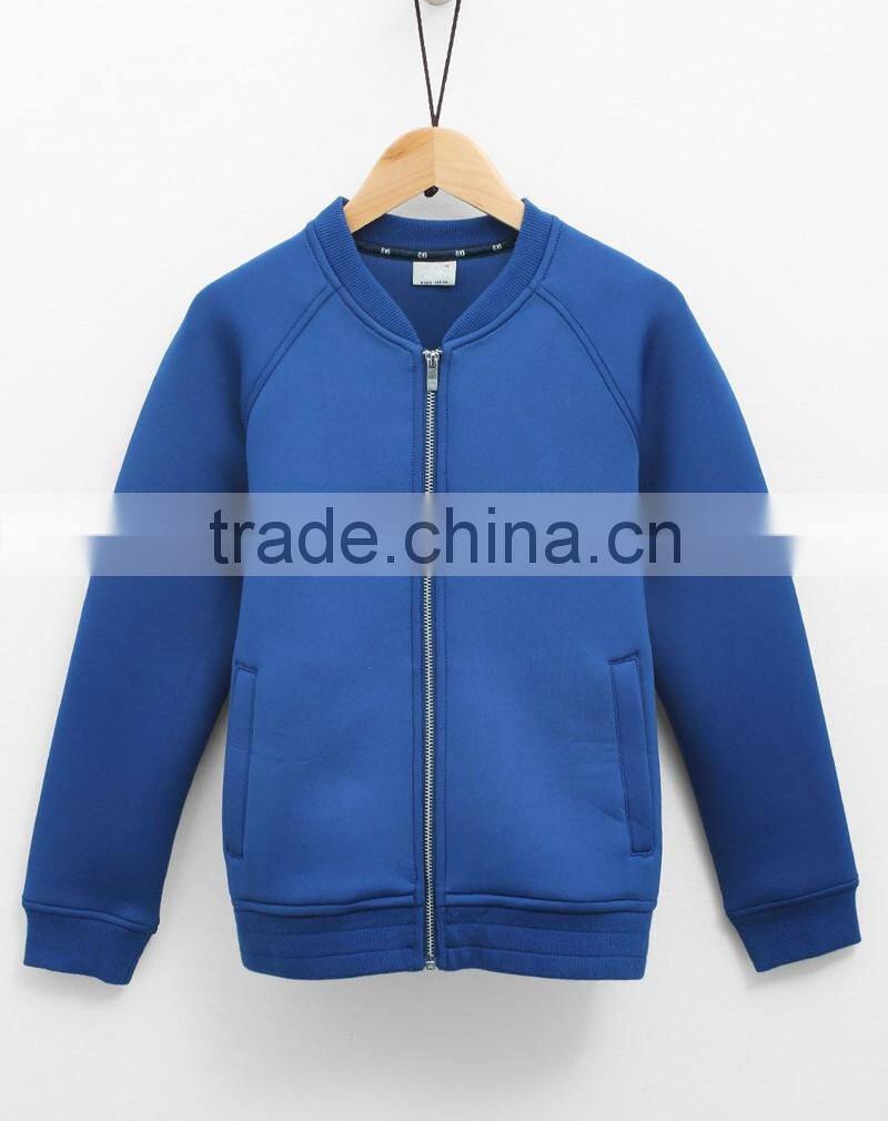 zipper fashion 100% cotton childrens spring plain sweatshirt