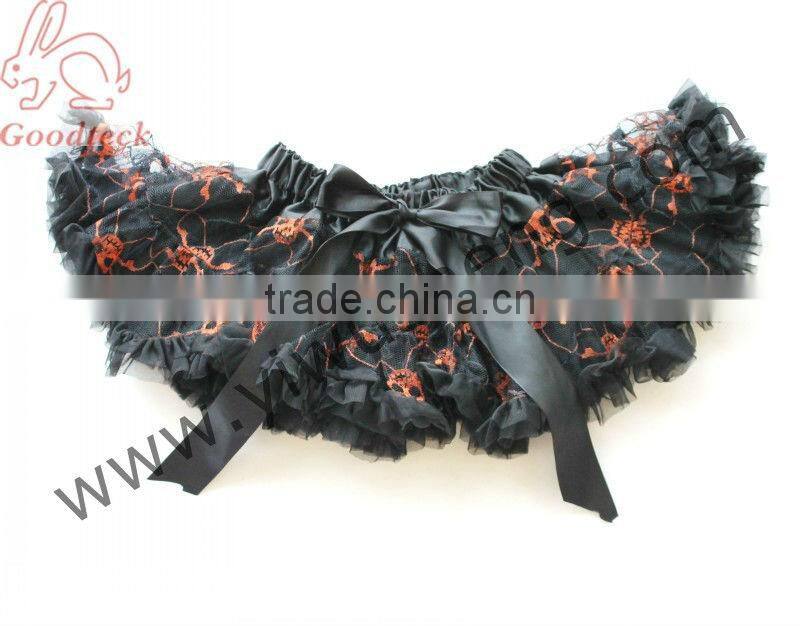 Glitter skull Halloween polyester tutu tulle fabric roll, 6"x100yd (60"x100YD) Halloween Tutu skirt material,