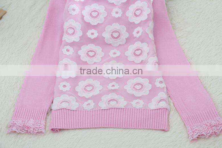 pink latest design high neck youth knitting children clothes 2016