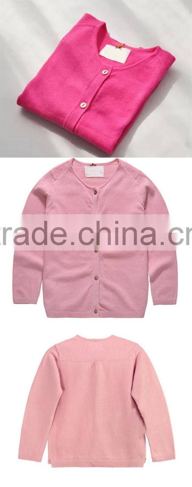 High quality custom plain blank navy blue knitted kids girls cardigan sweaters