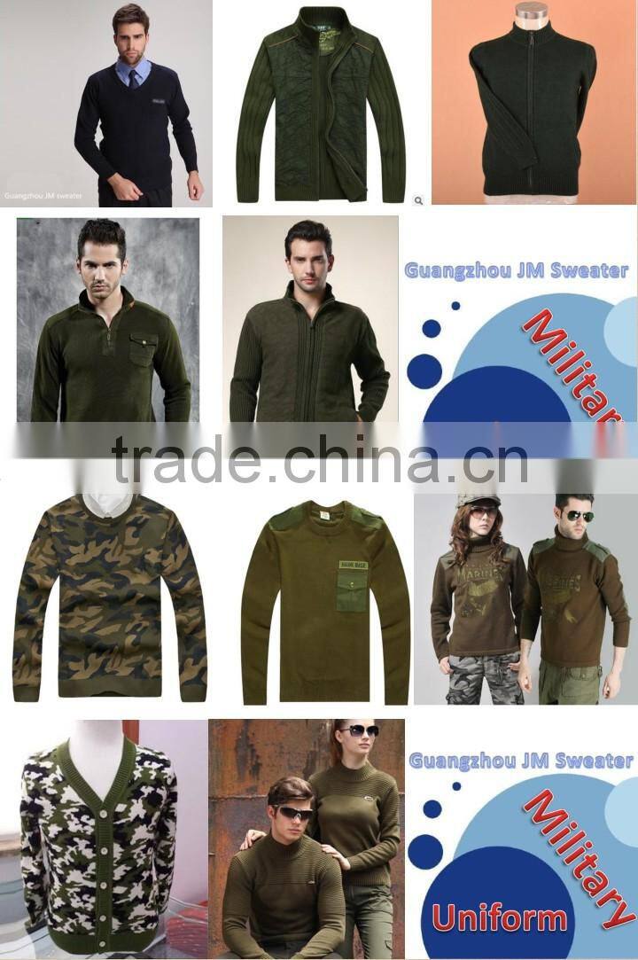 Casual design military green outdoor wear military pullover wool sweater shirt