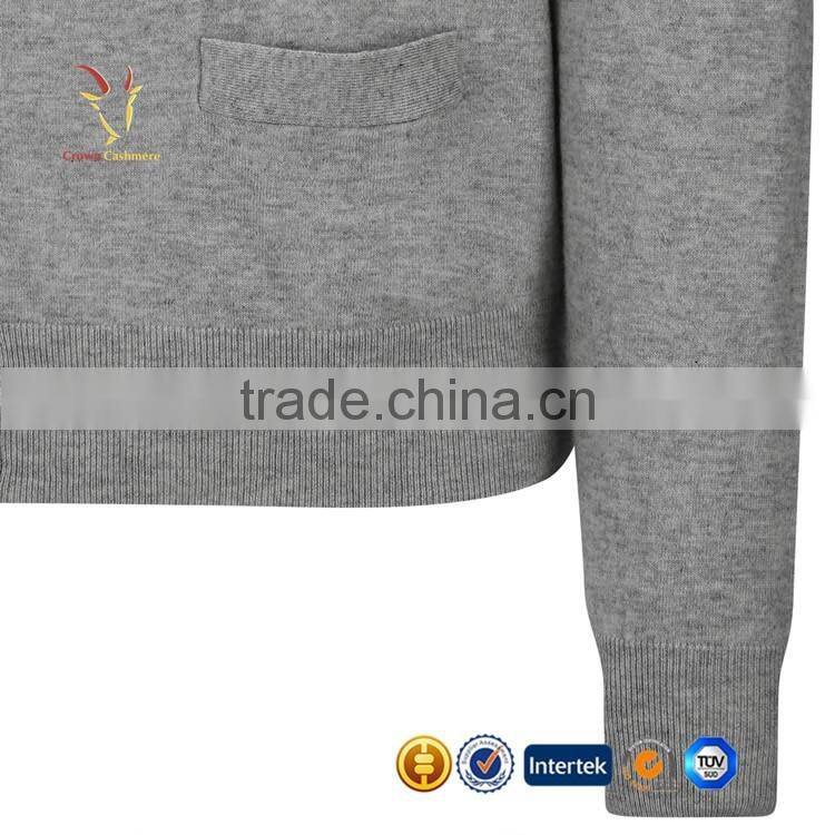 V-Neck Knitted Men Pure Cashmere Sweaters Grey Cashmere Sweater Cardigan