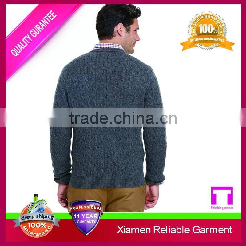 New style round neck long sleeve staple of winter cable sweater