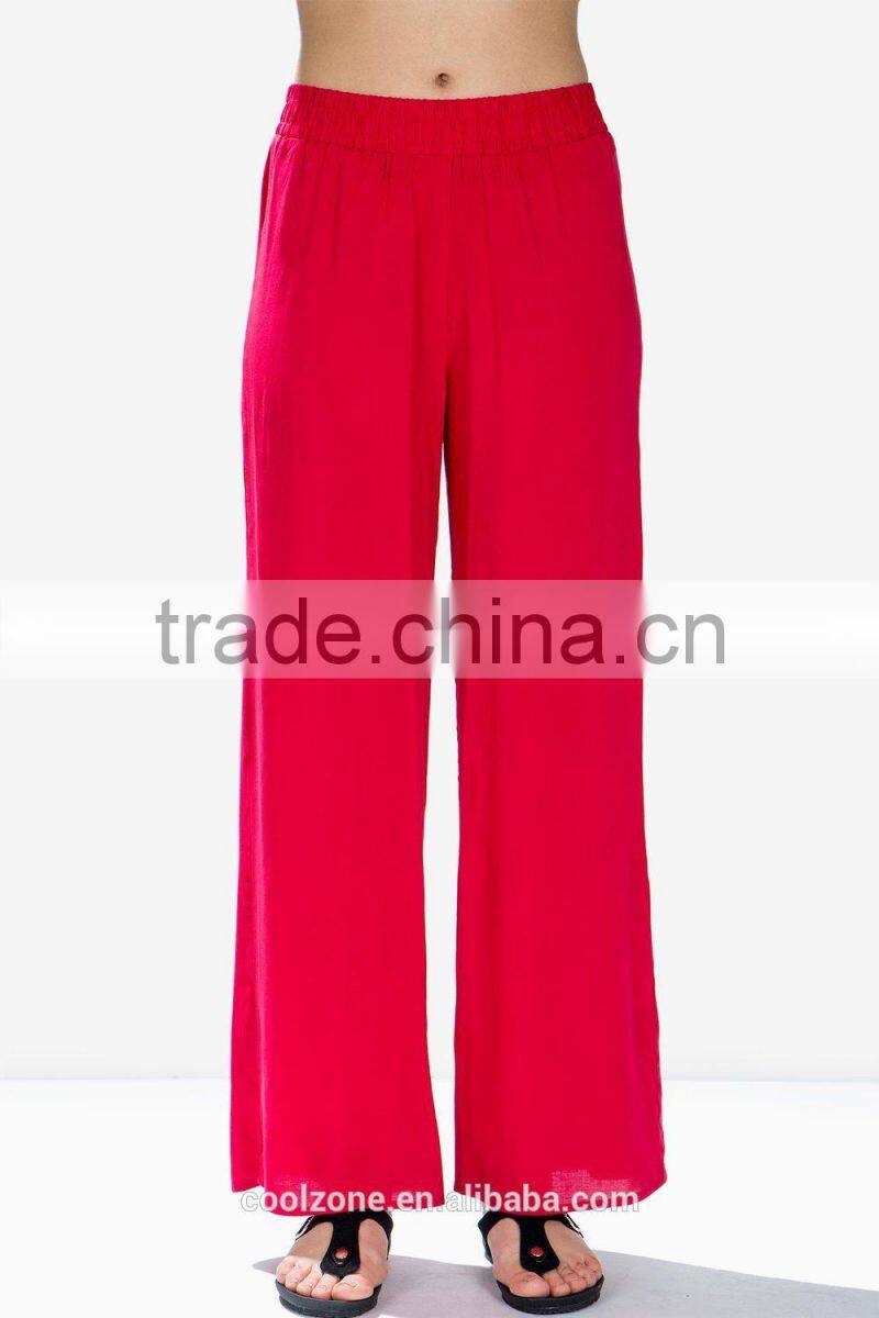 Loose-fit elasticized waist wideleg harm pants unlined pants