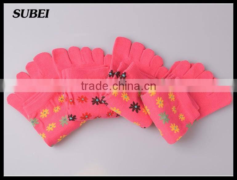 flower knitting sock five toe finger socks woman sock