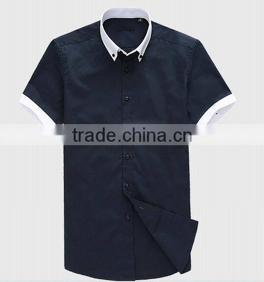 Slim black color short sleeve ,small collar cotton men shirts