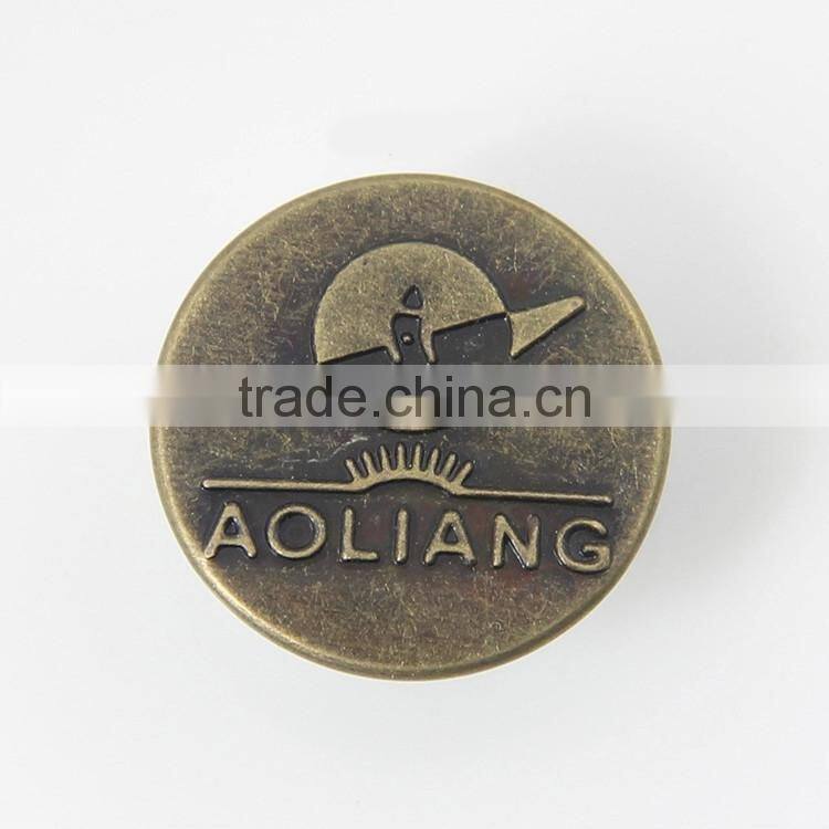 Custom Fashion China Button Factory Metal Jeans Button