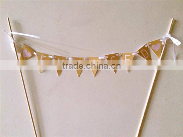 Vintage Cake Topper Cake Flags Baner/Bunting Engaged, Happy Birthday, Just Married