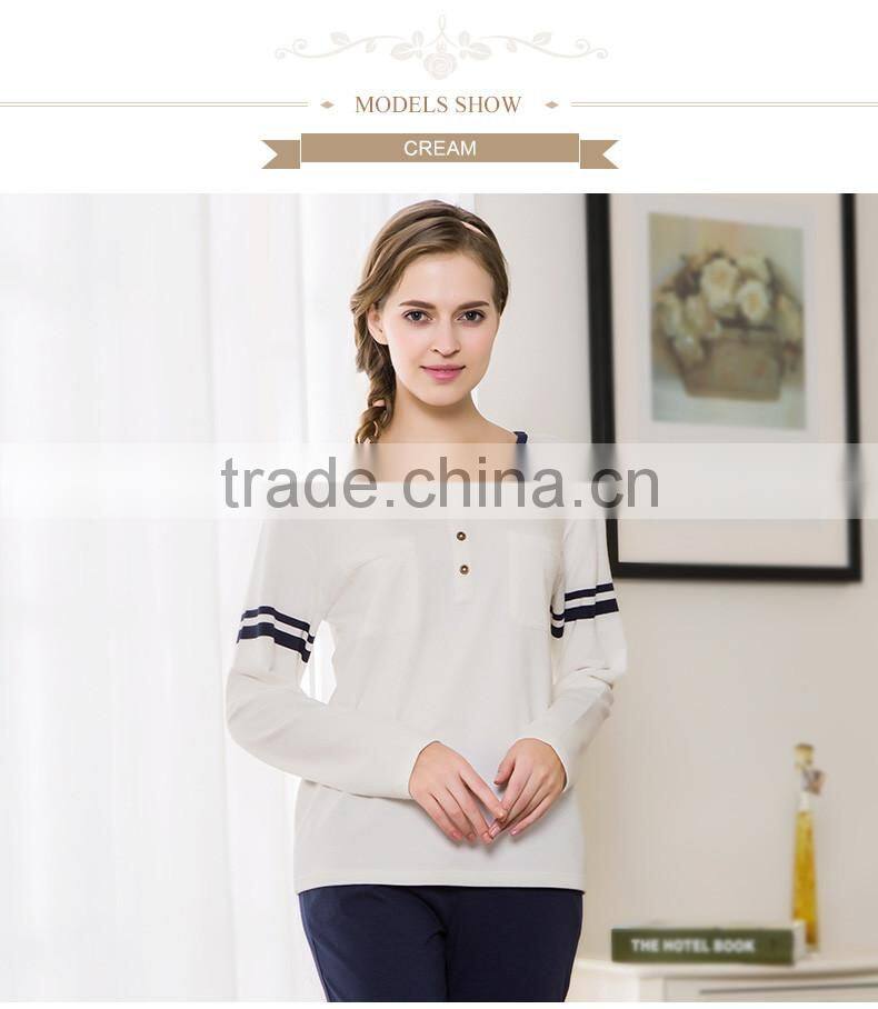 Best Price Qianxiu Long Sleeved Stylish Knit Cotton Couple Men Comfort Pajama
