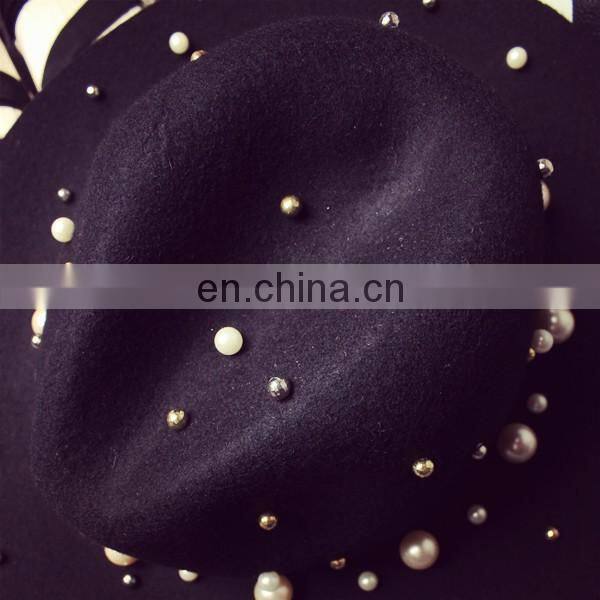 New Style Pearl High Quality Fashinal Felt Fedora Hat