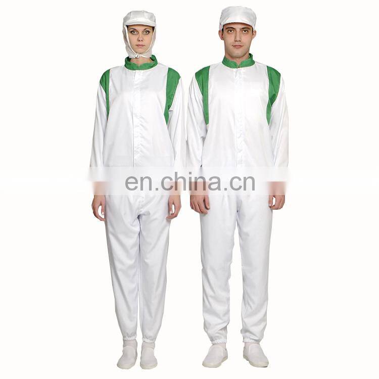 White Unisex 100%Polyester Food Processing Uniform for Food Factory