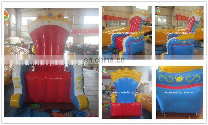 Big size inflatable chair seat, inflatable king's sitting seat, king's inflatable chair