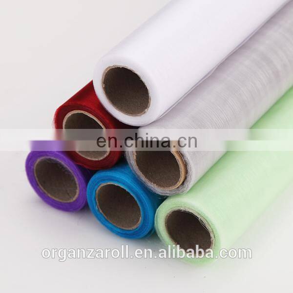 2015 hot sale customized cheap polyester crystal organza fabric roll