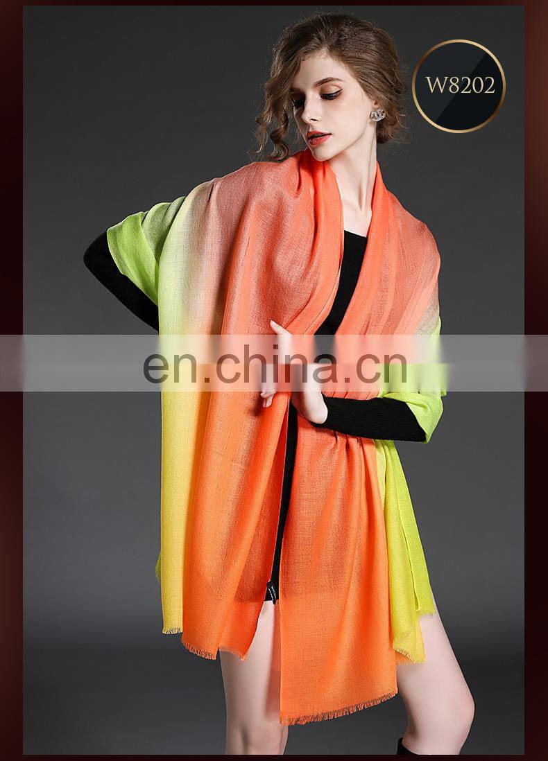 Winter scarf 100% wool gradient lady scarf wholesale scarf orange