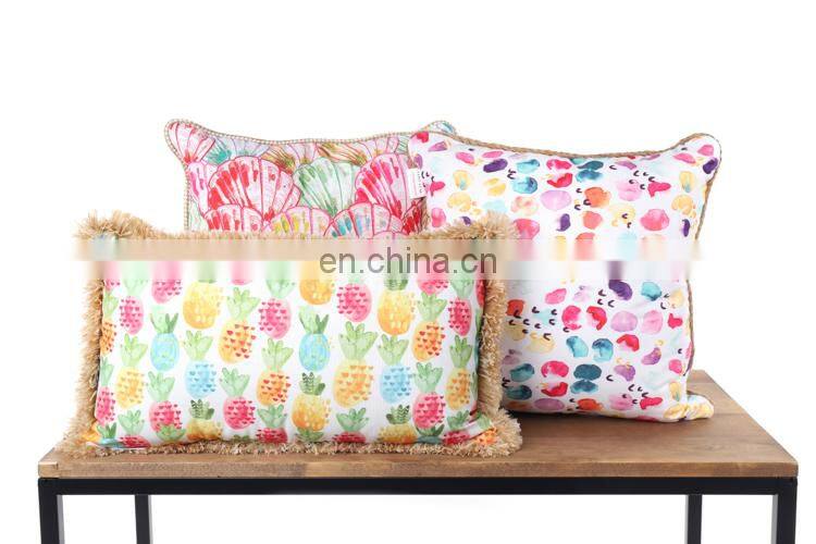 Summer Fruit Yellow Lemon Leaf Pillow Cover Waterproof Outdoor Cushions Home Decorative Cotton Linen 18x18Inch