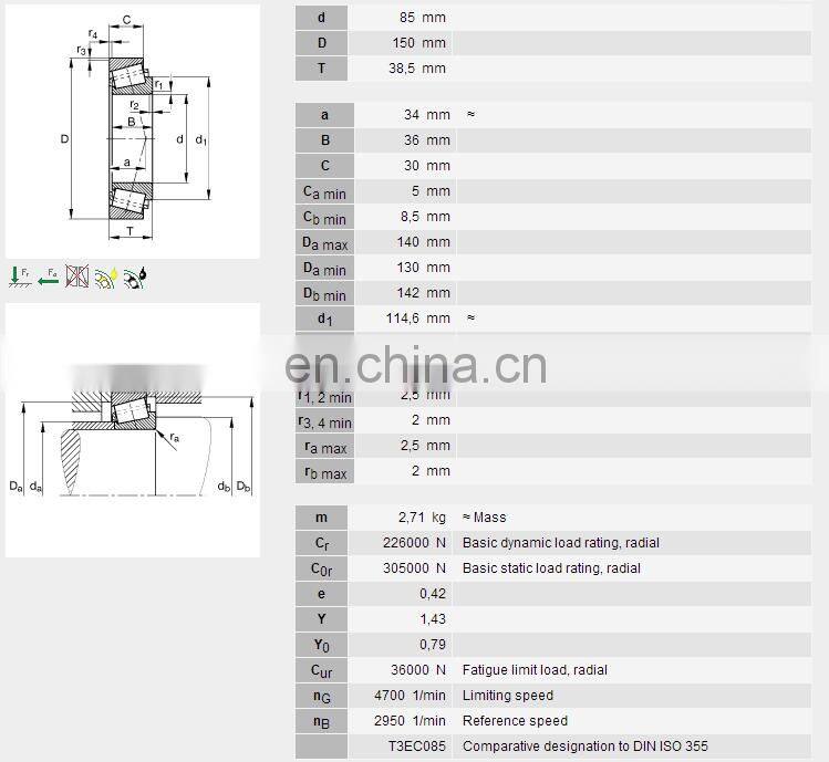 Conical bearing 32217 stainless steel tapered roller bearing 32217