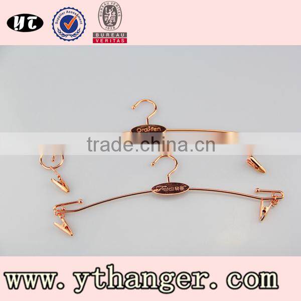 top quality fashion style metal wire shiny color lingerie hanger