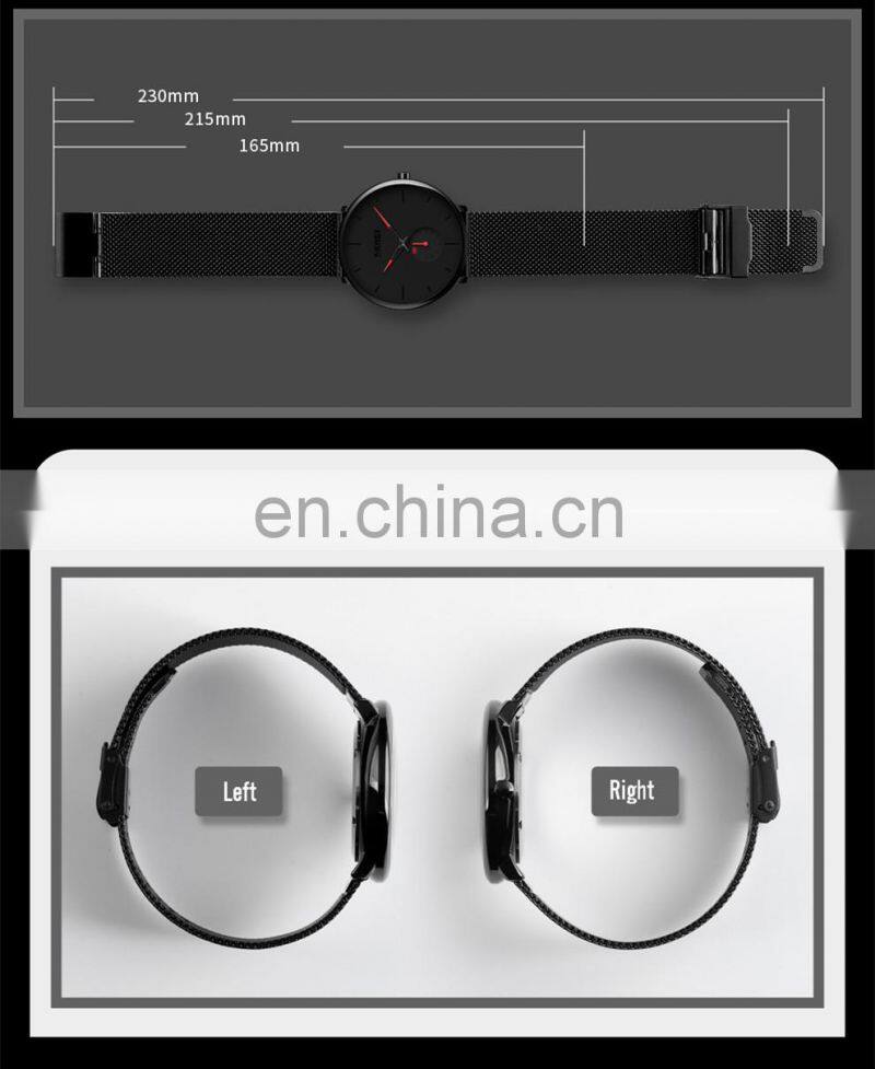 SKMEI 9185 men wristwatch 3atm water resistant stainless steel mesh band quartz watch