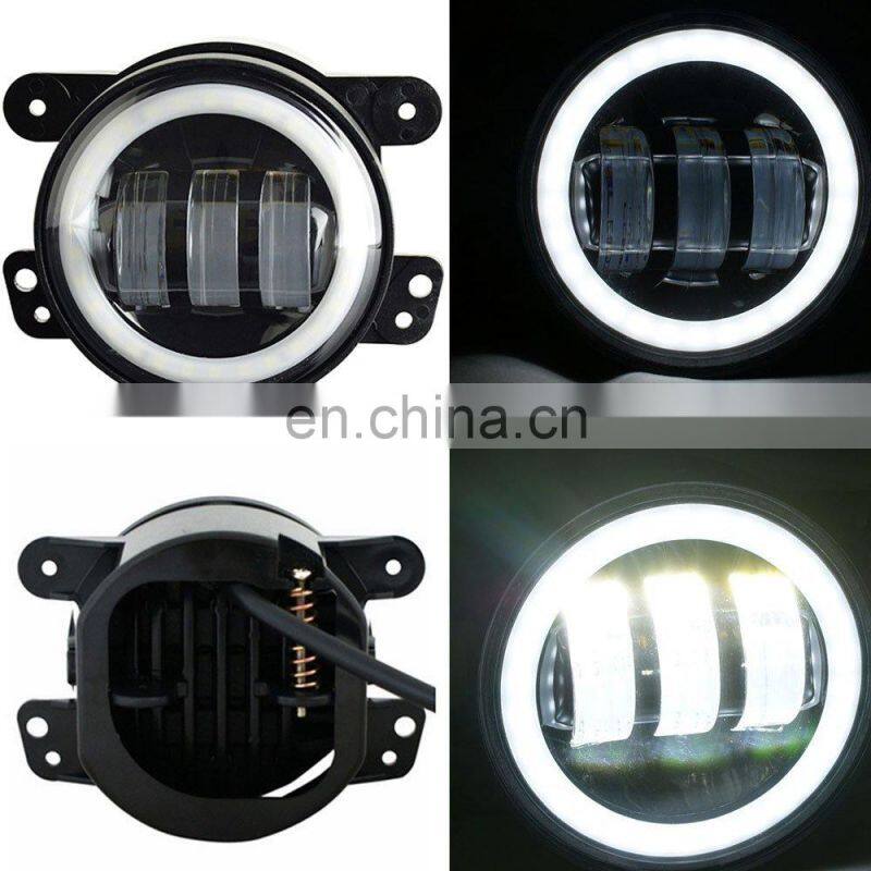 J023jeep wrangler LED Fog Lights lamp Lantsun 4 Inch 60W Halo Ring Angel Eyes for Wrangler 97-16 JK TJ LJ ATV Pack of 2