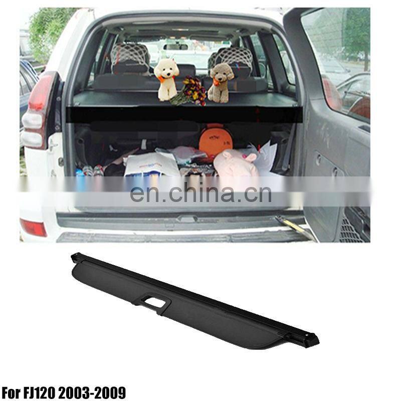 Black Rear Trunk Security Cargo Cover Shade for Prado FJ120 2003-2009 Tonneau Cover