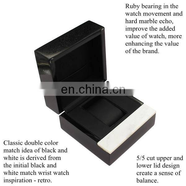 Custom Personalized Luxury High Gloss Black Lacquered Wooden Single Watch Box Packaging Wholesale