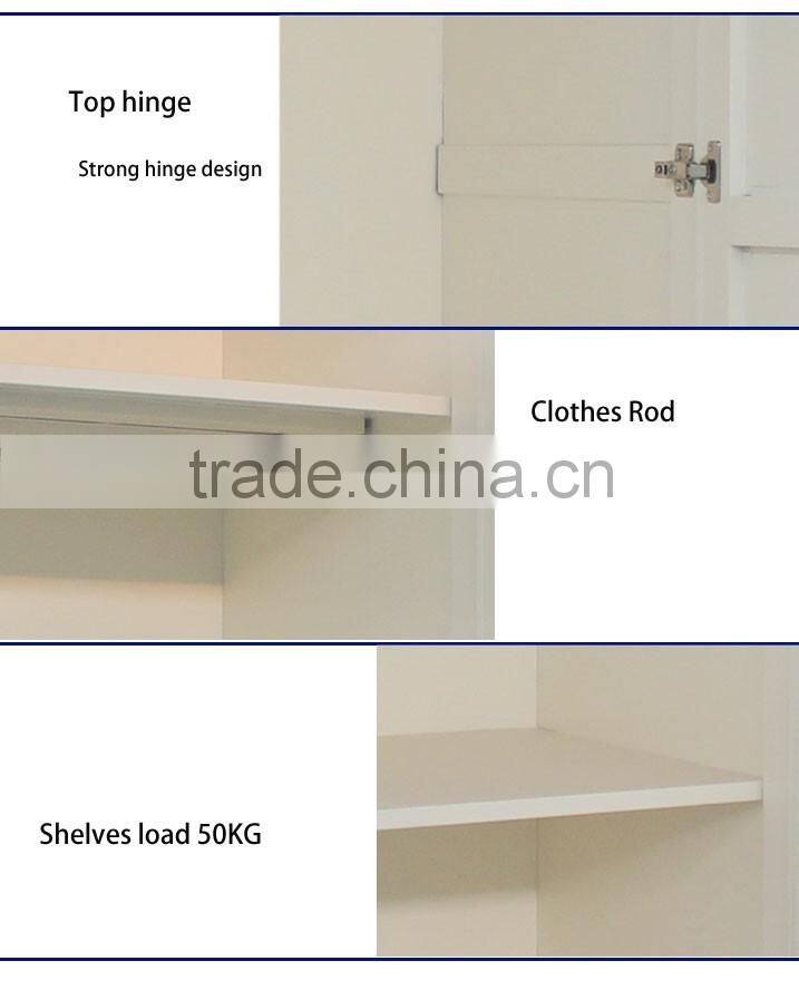 Bedroom Furniture Set Double Door Metal Wardrobe 2 Shelves KD White American Flexible Wardrobe