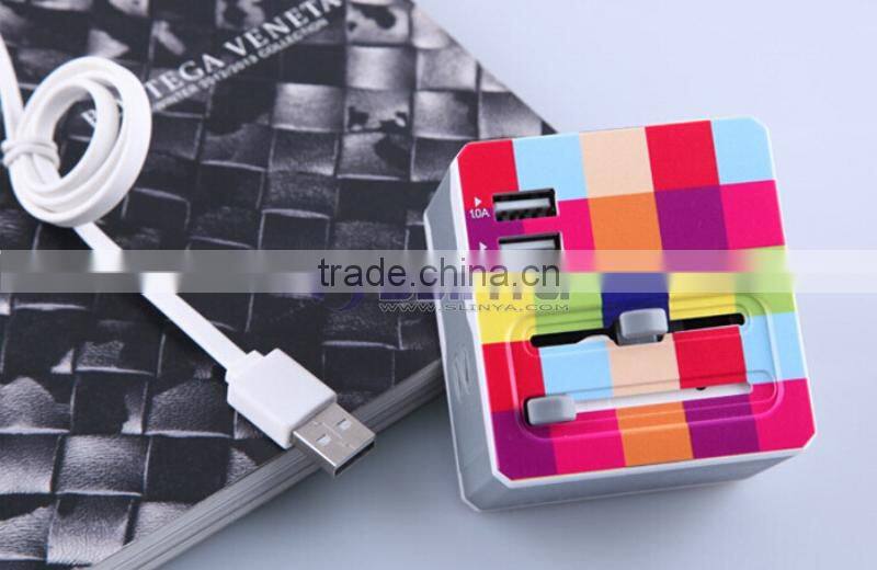 Universal International Plug Adapter All in One 2 USB Port World Travel AC Power Charger Adaptor with AU US UK EU Plug