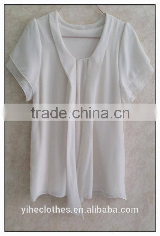 Sailor collar chiffon t-shirt sweet bow girl white tshirt