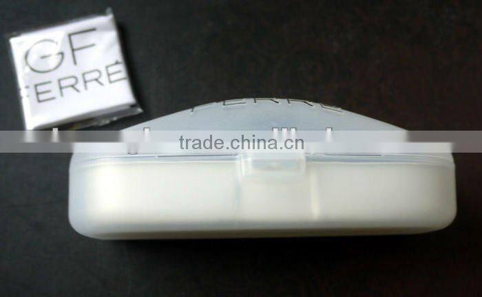 Plastic eyeglass case with logo and cloth