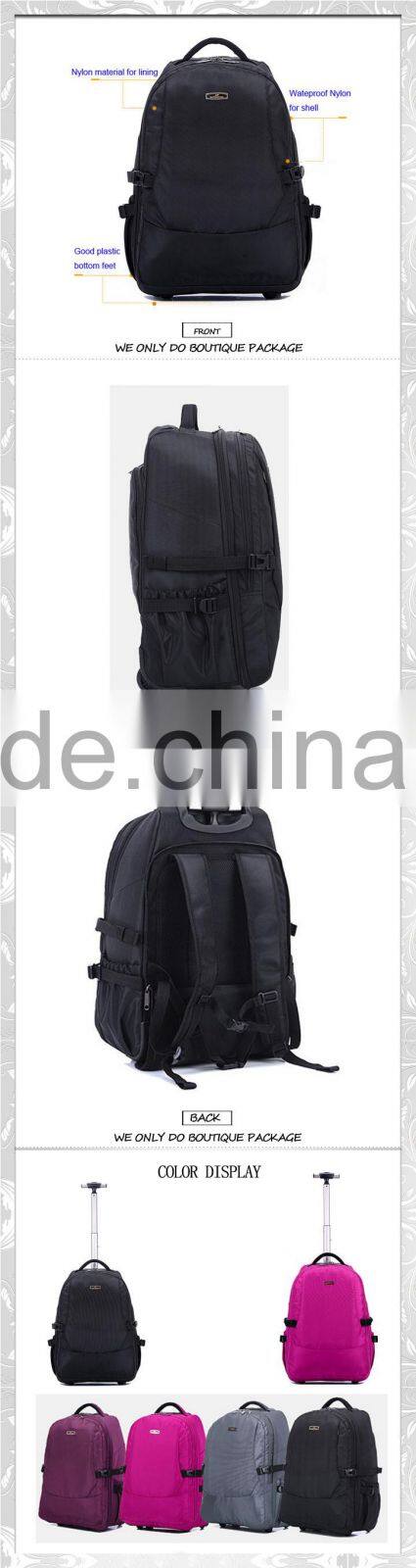 Fashion Ladies Fancy Trolly Carry-On Bag Backpack with Laptop Compartment