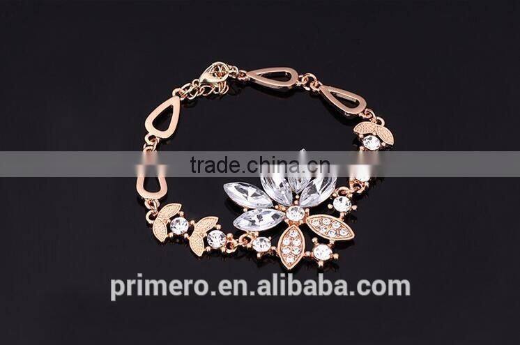 Hot sale African wedding 18k gold plated red crystal flower shape bridal jewelry sets