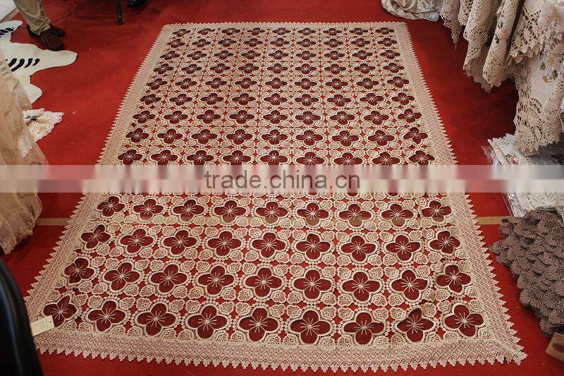 hot sale good quality ellipse clover crochet lace tablecloth made in China