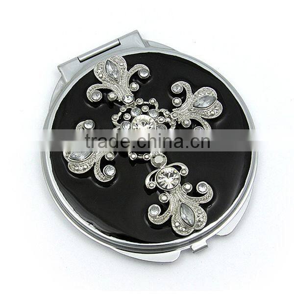 Rhinestone square fuchsia pocket mirror cosmetic mirror compact mirror