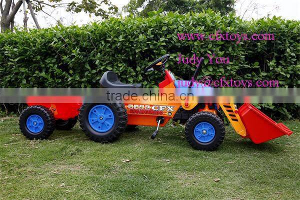 kids fun toys Pedal Tractor with Roll Bar loader and Trailer 413