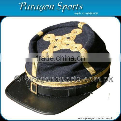 Military Civil War Kepi Forage Cap with Leather Visor