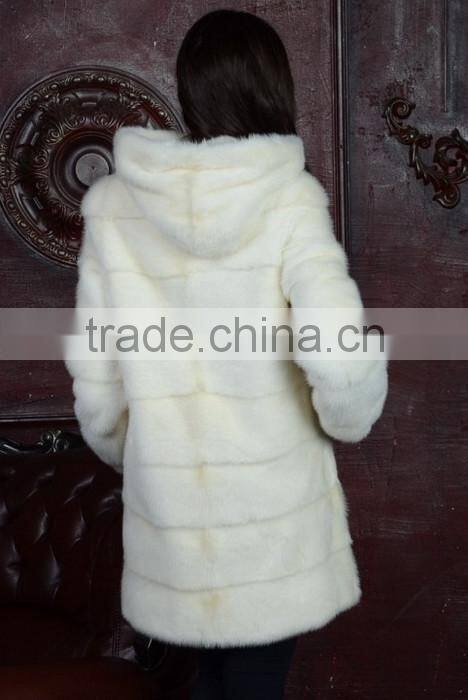 emk1451 lady warm white mink fur jacket with hood