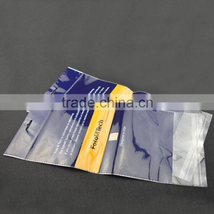 factory wholesale price clear BOPP gravure printing header bag with self adhesive strip