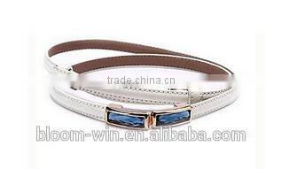 Fashion design PU belt with stone buckle for lady