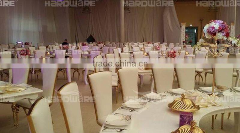 golden half circle banquet dining table,led stainless steel base half circle table