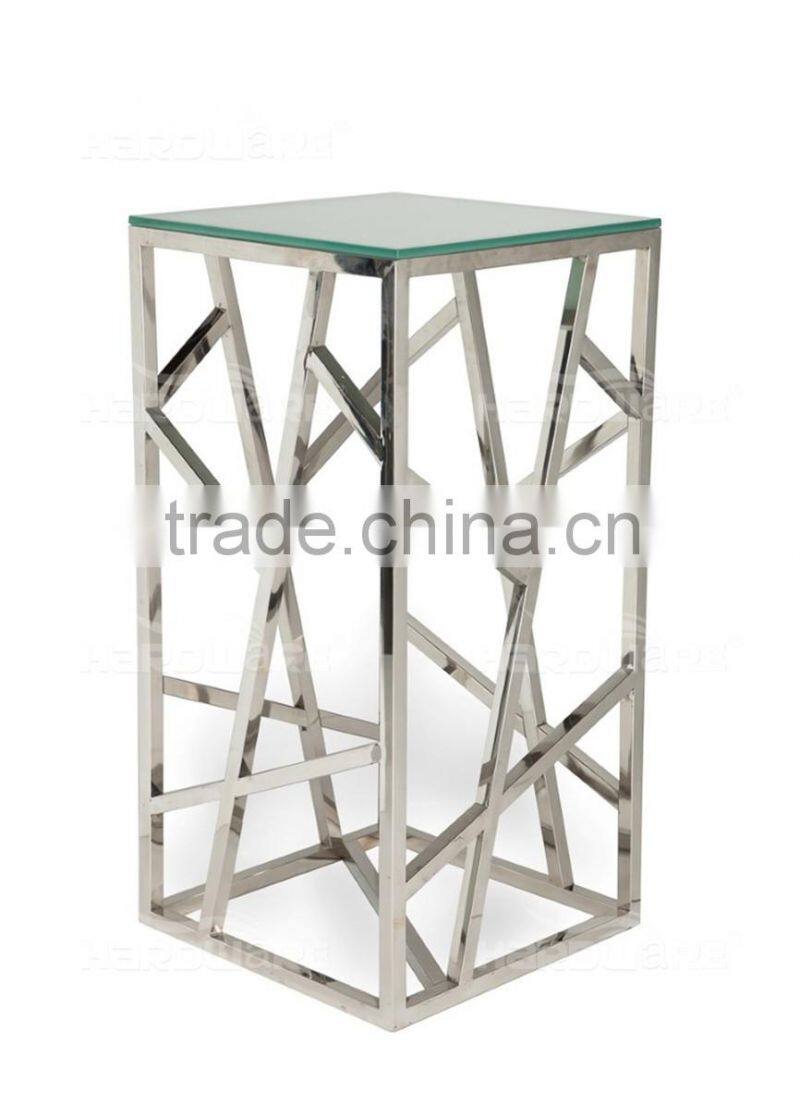 glass top stainless steel frame events use wedding center table