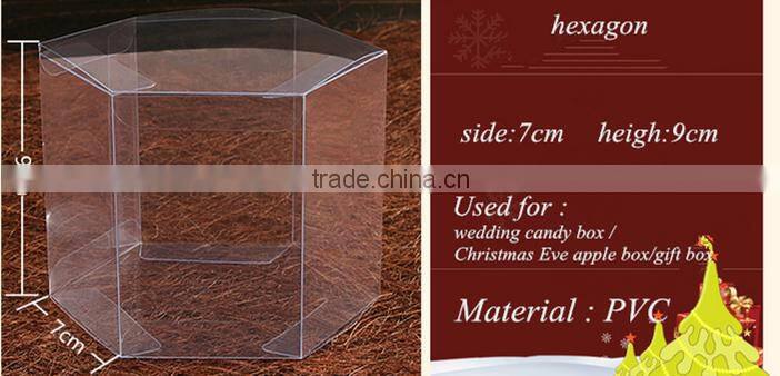 2016 Halloween promotional hexagonal gift box transparent PVC/PP/PET plastic packing box
