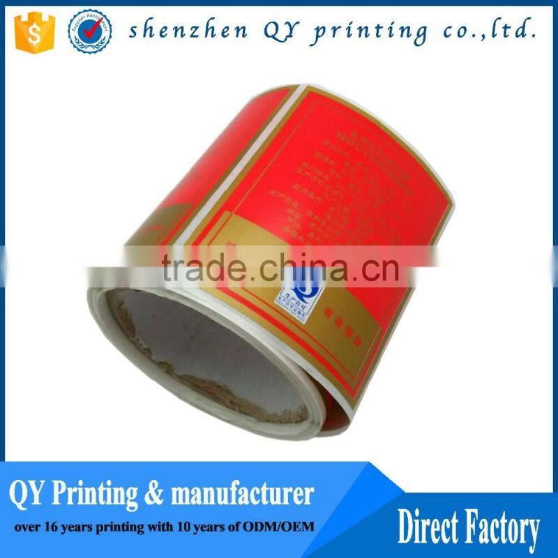 Hot Sale Packaging Adhesive Paper Label Printing, Custom Roll Printed PVC/BOPP/PE/PET Labels, Wine Glass Bottle Label Sticker