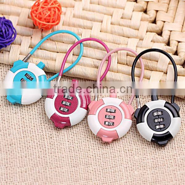 Children gift fashion lock 3 digital clothes cable lock